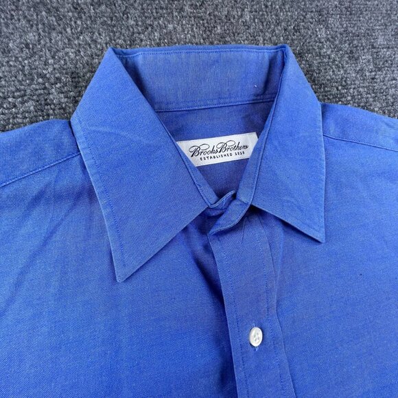 Brooks Brothers Long Sleeve Button Up Shirt Mens 15.5 33 Blue Cotton Point - Picture 5 of 11